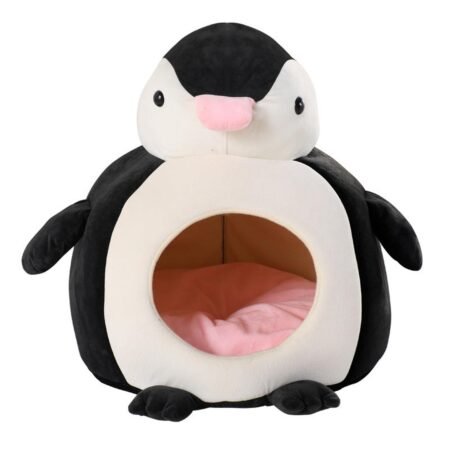 Cama Tipo Casita para Mascota Acolchada Pingüino Para Gatos