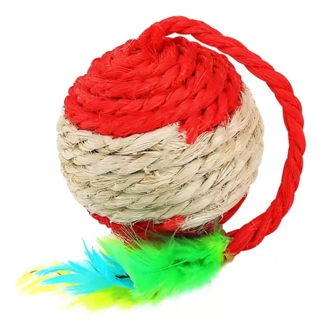 Pelota Sisal con pluma para gato